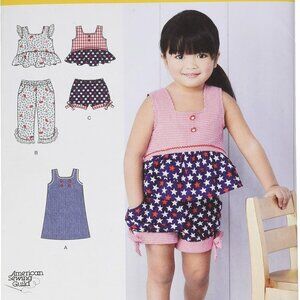 SIMPLICITY Patterns 1118 Toddlers' Dress, Top and Cropped Pants or Shorts, 1/2-4